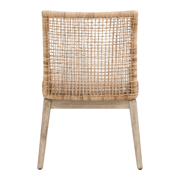 Essentials For Living Seaside Dining Chair Set Of 2 - Coastal Style With Rattan, Gray Mahogany Frame & Easy-clean Cushion Natural Rattan,Livesmart Peyton,Pearl,Natural Gray Mahogany Solid Mahogany Wood,Aluminum,Slimit Rattan 6836.Nat/Lpprl/Ng
