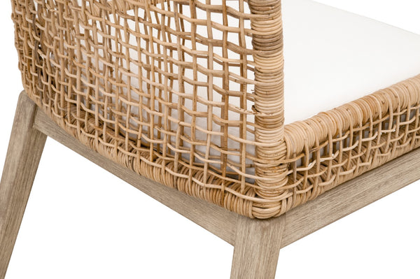 Essentials For Living Seaside Dining Chair Set Of 2 - Coastal Style With Rattan, Gray Mahogany Frame & Easy-clean Cushion Natural Rattan,Livesmart Peyton,Pearl,Natural Gray Mahogany Solid Mahogany Wood,Aluminum,Slimit Rattan 6836.Nat/Lpprl/Ng