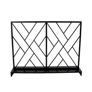 Zeugma Selina Geometric Firescreen - Handcrafted Metal Frame For Elegant Hearth Decor And Dramatic Appeal Black Leaf Finish Metal Selina Black