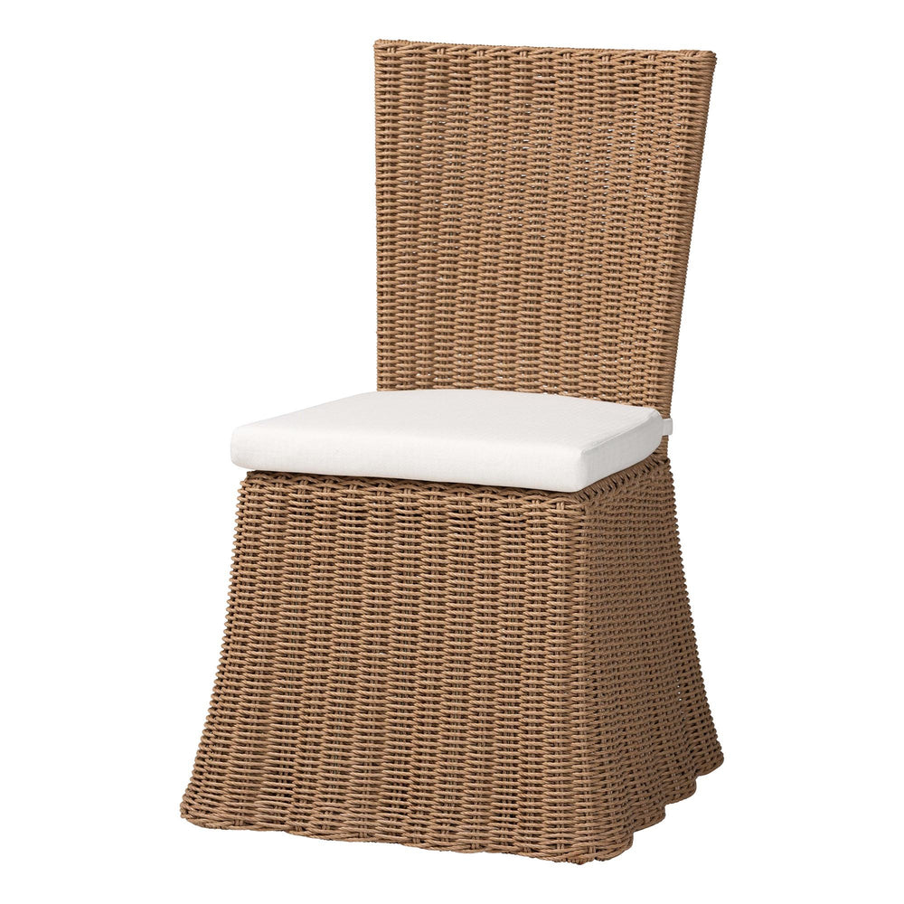 Baxton Studio Bali & Pari Serge Handwoven Seagrass Dining Chair with Scalloped Boho Metal Base Serge-Natural Banana-Cushion-DC