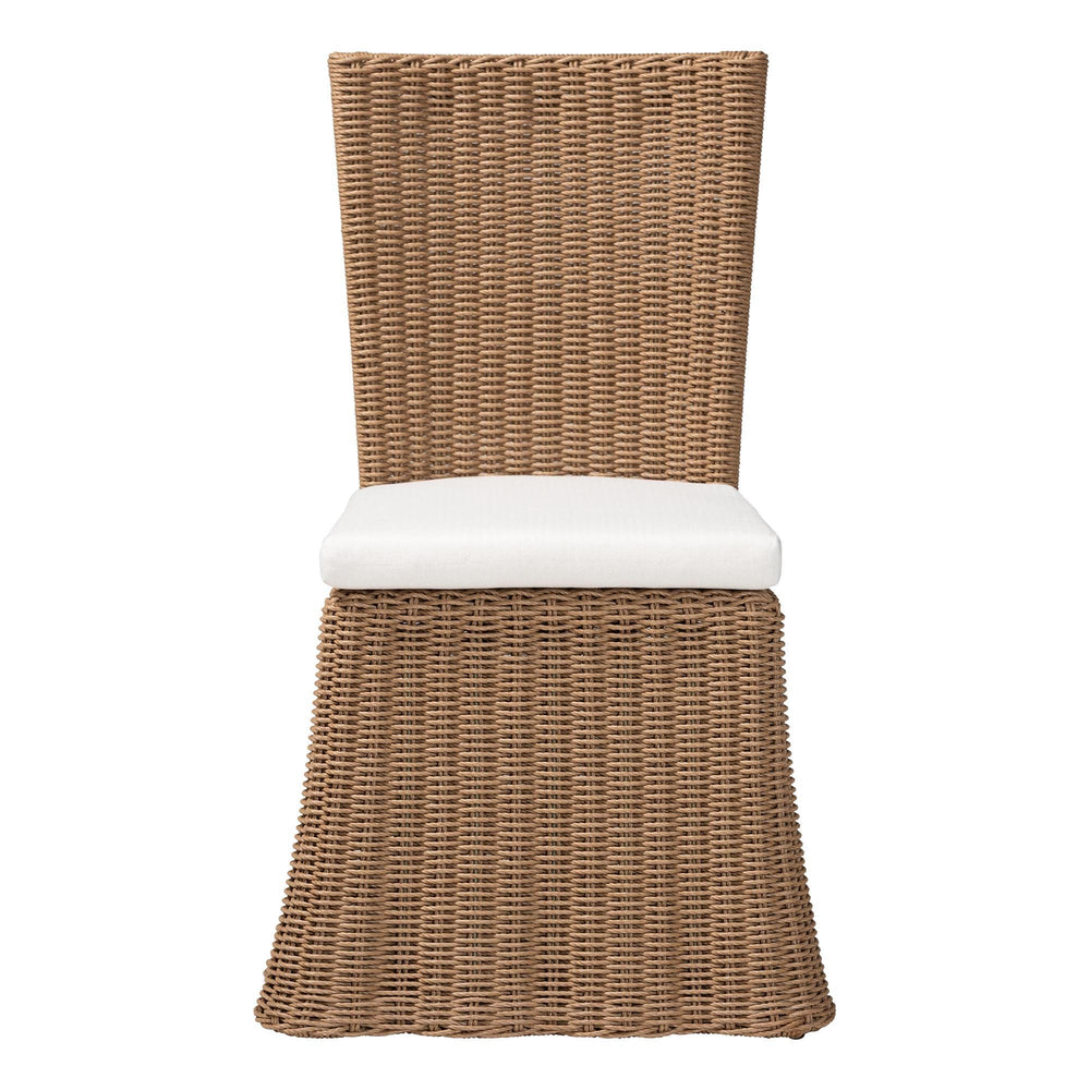 Baxton Studio Bali & Pari Serge Handwoven Seagrass Dining Chair with Scalloped Boho Metal Base Serge-Natural Banana-Cushion-DC
