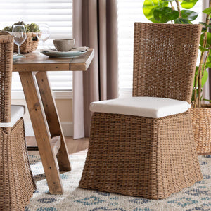 Bali & Pari Serge Handwoven Seagrass Dining Chair with Scalloped Boho Metal Base