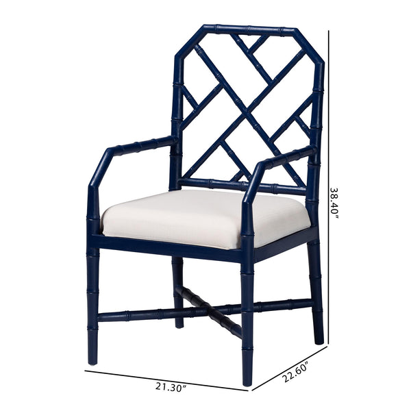 Bali & Pari Sergio Mahogany Chippendale Dining Chair Set with Carved Bamboo Upholstered Seat