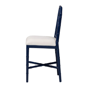 Bali & Pari Sergio Mahogany Counter Stool Chippendale Carved Frame Upholstered Dining Seat