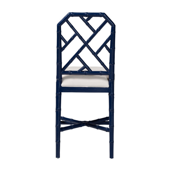 Bali & Pari Sergio Mahogany Counter Stool Chippendale Carved Frame Upholstered Dining Seat