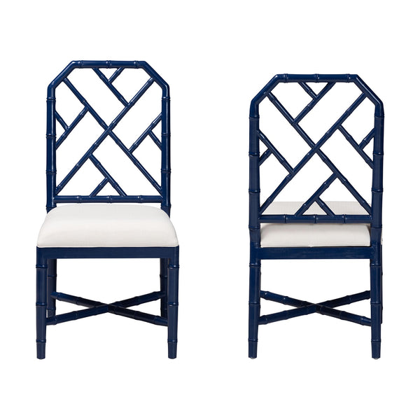 Bali & Pari Sergio Solid Mahogany Artisan Carved Bohemian Dining Chairs for Room Set of 2