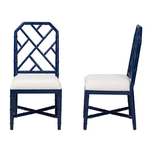 Bali & Pari Sergio Solid Mahogany Artisan Carved Bohemian Dining Chairs for Room Set of 2