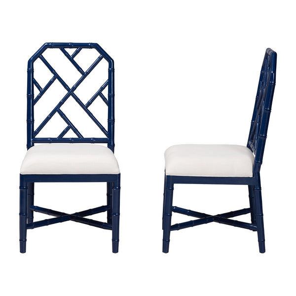 Bali & Pari Sergio Solid Mahogany Artisan Carved Bohemian Dining Chairs for Room Set of 2