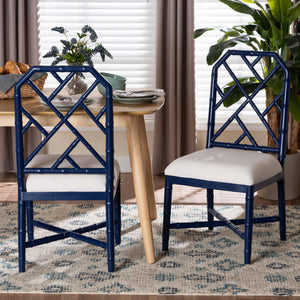 Bali & Pari Sergio Solid Mahogany Artisan Carved Bohemian Dining Chairs for Room Set of 2