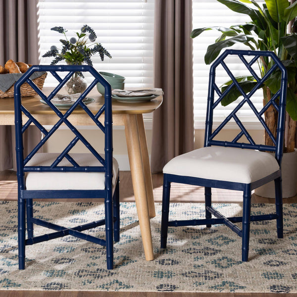 Bali & Pari Sergio Solid Mahogany Artisan Carved Bohemian Dining Chairs for Room Set of 2