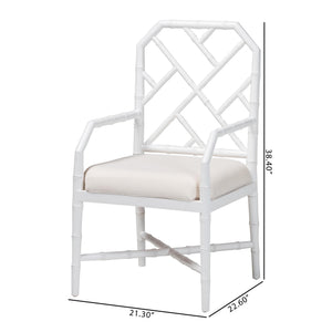 Bali & Pari Sergio Mahogany Chippendale Dining Chair Set with Carved Bamboo Upholstered Seat