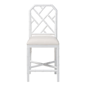 Bali & Pari Sergio Mahogany Counter Stool Chippendale Carved Frame Upholstered Dining Seat