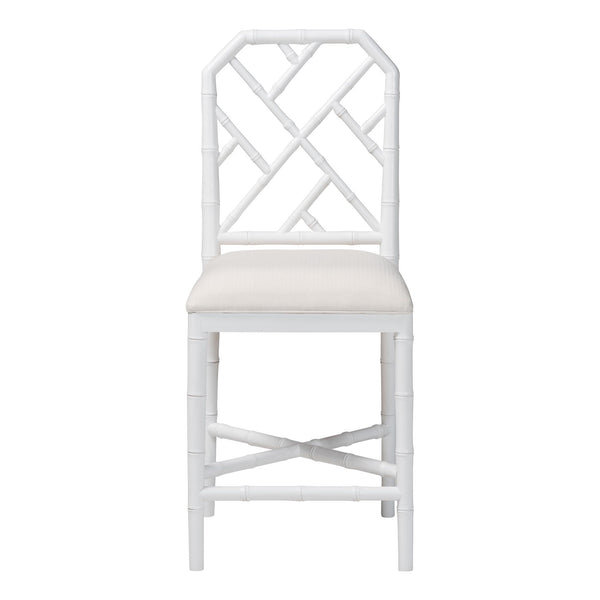 Bali & Pari Sergio Mahogany Counter Stool Chippendale Carved Frame Upholstered Dining Seat