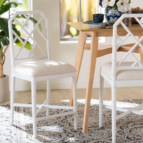 Bali & Pari Sergio Mahogany Counter Stool Chippendale Carved Frame Upholstered Dining Seat