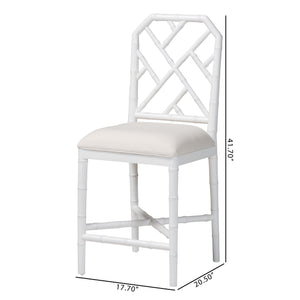 Bali & Pari Sergio Mahogany Counter Stool Chippendale Carved Frame Upholstered Dining Seat