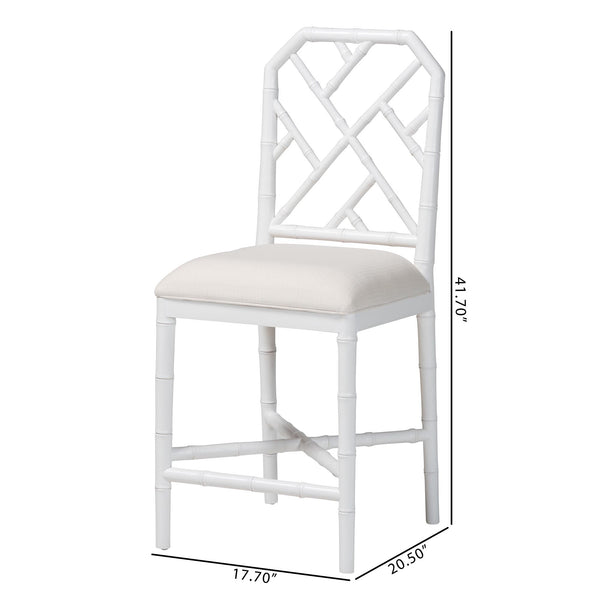 Bali & Pari Sergio Mahogany Counter Stool Chippendale Carved Frame Upholstered Dining Seat