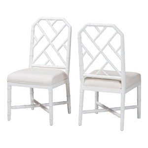 Bali & Pari Sergio Solid Mahogany Artisan Carved Bohemian Dining Chairs for Room Set of 2