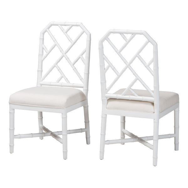 Bali & Pari Sergio Solid Mahogany Artisan Carved Bohemian Dining Chairs for Room Set of 2