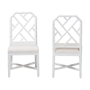 Bali & Pari Sergio Solid Mahogany Artisan Carved Bohemian Dining Chairs for Room Set of 2