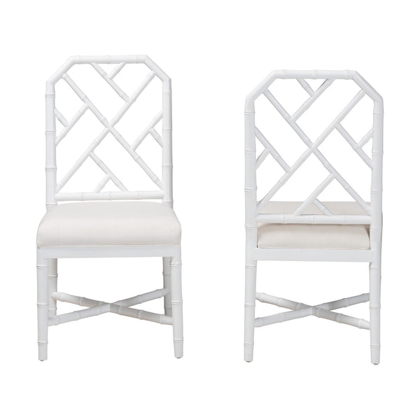 Bali & Pari Sergio Solid Mahogany Artisan Carved Bohemian Dining Chairs for Room Set of 2