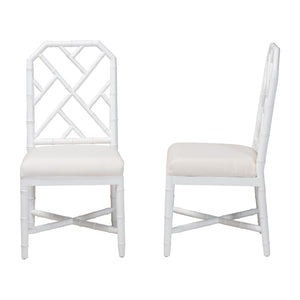 Bali & Pari Sergio Solid Mahogany Artisan Carved Bohemian Dining Chairs for Room Set of 2