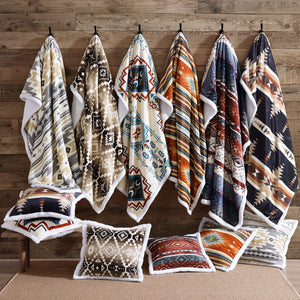 Hiend Accents Arrow Campfire Sherpa Throw - Embrace Cozy Elegance With Unique Tribal Design For Indoor & Outdoor Use Multi Color Front, 100% Polyester,Back, 100% Polyester (Sherpa Fabric) Cf2317t2-os-oc