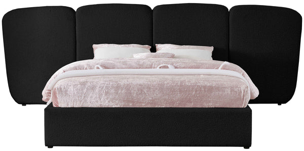 Shiloh Black Boucle Fabric King Bed ShilohBlack-K Meridian Furniture