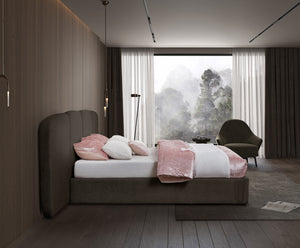 Shiloh Brown Boucle Fabric Queen Bed ShilohBrown-Q Meridian Furniture