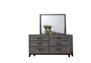 English Elm Sierra Solid Wood 6-Drawer Dresser in Contemporary Rustic Gray with Chippendale Legs, Durable Glides 808857665805