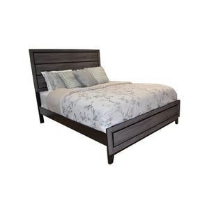 English Elm King Sierra King Bed in Contemporary Rustic Gray Finish with Paneled Frame, Subtle Black Accents for Elegant Casual Style 808857584342