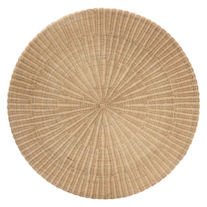 Bali & Pari Silvia Handwoven Rattan Round Coffee Table with Sculptural Pedestal Base