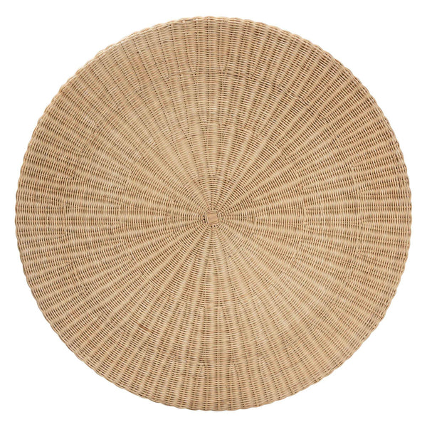 Bali & Pari Silvia Handwoven Rattan Round Coffee Table with Sculptural Pedestal Base