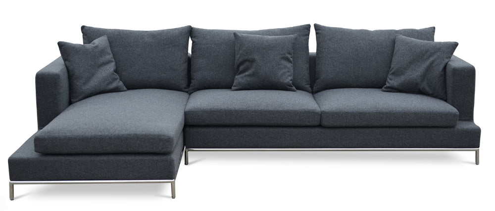 Soho Concept Zara Small Armchair & Simena Sofa Sectional: Modern Design, Plush Comfort, Stainless Steel Base, Blue Blue  Soho-concept-dining-chair-13553