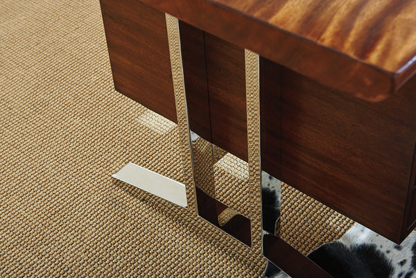 Lexington Sligh La Costa Live Edge Writing Desk - Stunning Mahogany & Trembesi Design With Polished Stainless Base Light Golden Brown Wood 100nl-405