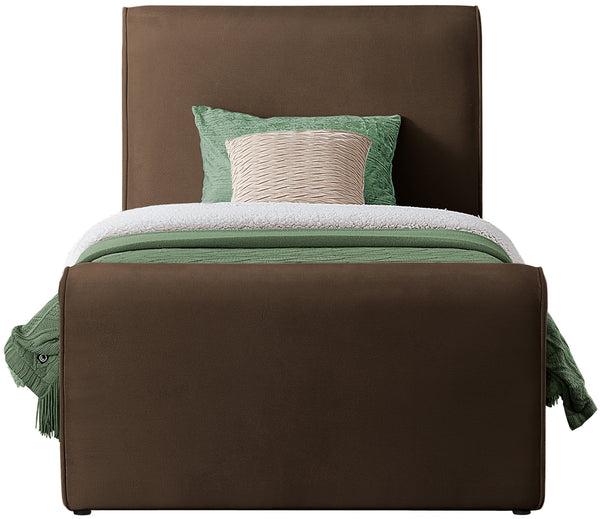 Sloan Brown Velvet Twin Bed SloanBrown-T Meridian Furniture