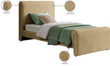 Sloan Camel Velvet Twin Bed SloanCamel-T Meridian Furniture