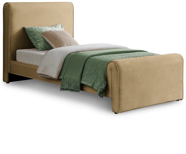 Sloan Camel Velvet Twin Bed SloanCamel-T Meridian Furniture