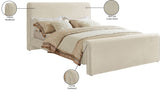 Sloan Cream Velvet Queen Bed SloanCream-Q Meridian Furniture