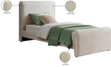 Sloan Cream Velvet Twin Bed SloanCream-T Meridian Furniture