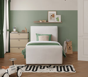 Sloan Cream Velvet Twin Bed SloanCream-T Meridian Furniture