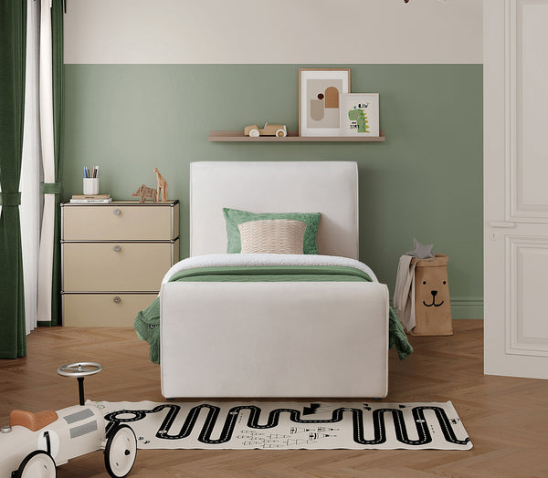 Sloan Cream Velvet Twin Bed SloanCream-T Meridian Furniture