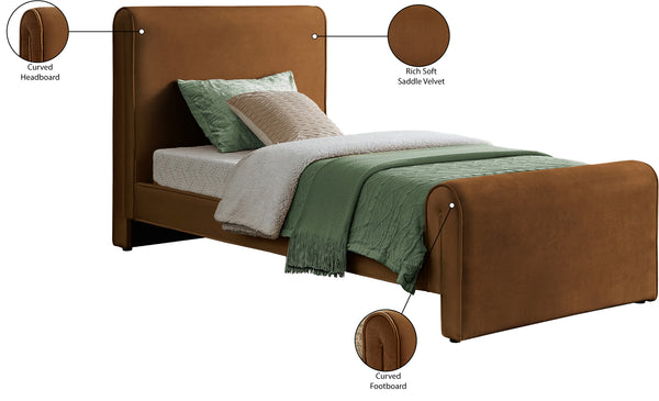 Sloan Saddle Velvet Twin Bed SloanSaddle-T Meridian Furniture