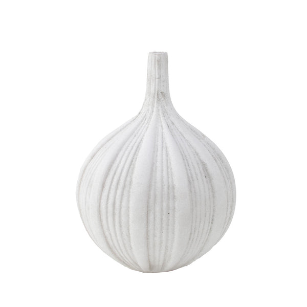 Zeugma Small Striped Pot - Antiqued White Clay Planter, 7"X7"X10" Ideal For Home Decor & Plant Lovers   Nw230536