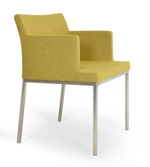 Soho Concept Brushed Stainless Steel Dining Chair With Camira Blazer Wool Upholstery – 10-year Durability Guarantee Chrome  Soho-concept-dining-chair-05855