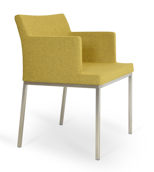 Soho Concept Brushed Stainless Steel Dining Chair With Camira Blazer Wool Upholstery – 10-year Durability Guarantee Chrome  Soho-concept-dining-chair-05855