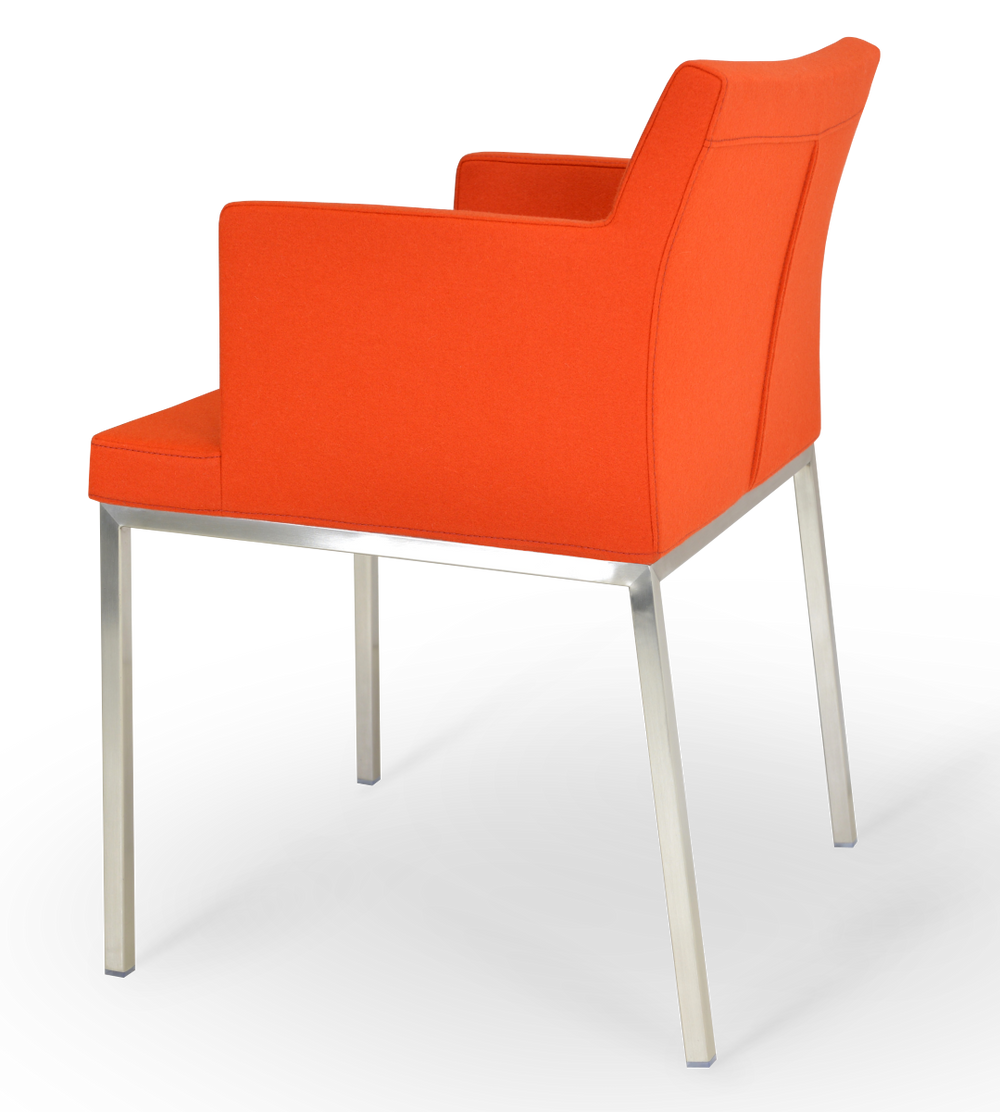 Soho Concept Solid Steel Dining Chair With Camira Yoredale Fabric & Genuine Leather – 10-year Guarantee, Chic Design Chrome,Orange  Soho-concept-dining-chair-05856