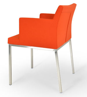 Soho Concept Solid Steel Dining Chair With Camira Yoredale Fabric & Genuine Leather – 10-year Guarantee, Chic Design Chrome,Orange  Soho-concept-dining-chair-05856