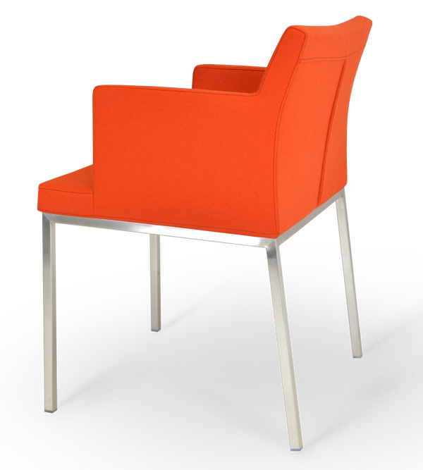 Soho Concept Solid Steel Dining Chair With Camira Yoredale Fabric & Genuine Leather – 10-year Guarantee, Chic Design Chrome,Orange  Soho-concept-dining-chair-05856