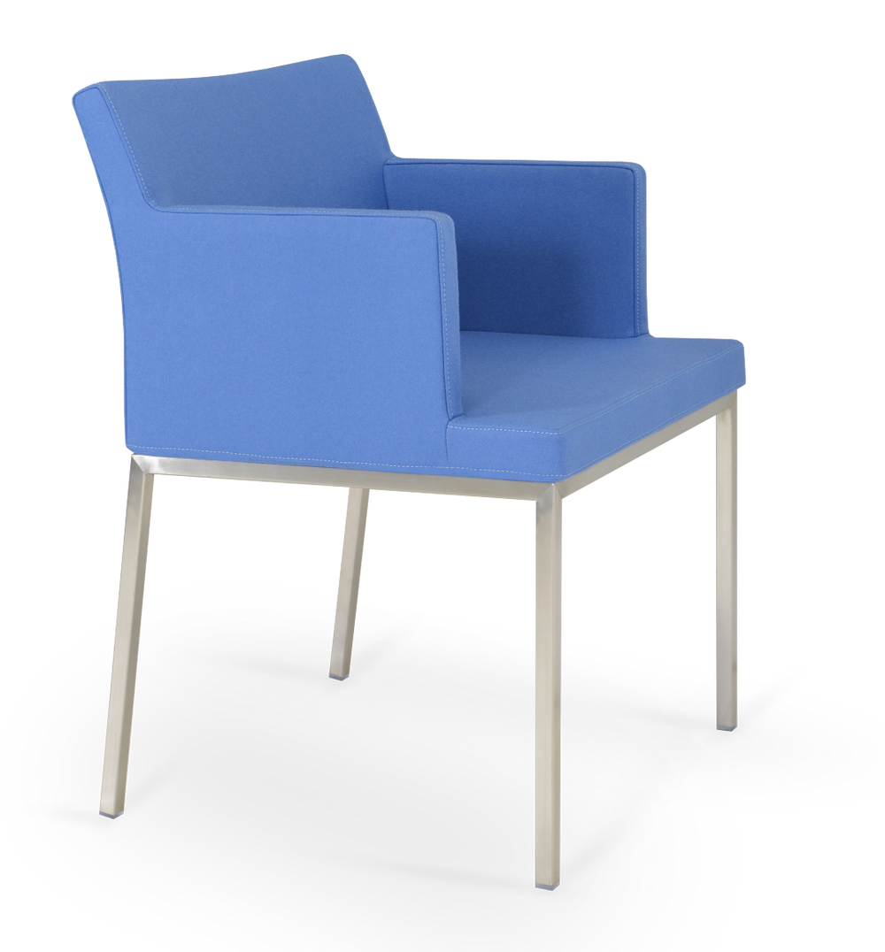 Soho Concept Brushed Stainless Steel Dining Chair With Camira Blazer Wool Upholstery – 10-year Durability Guarantee Chrome,Blue  Soho-concept-dining-chair-05857