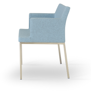 Soho Concept Brushed Stainless Steel Dining Chair With Camira Blazer Wool Upholstery – 10-year Durability Guarantee Chrome,Blue  Soho-concept-dining-chair-05858